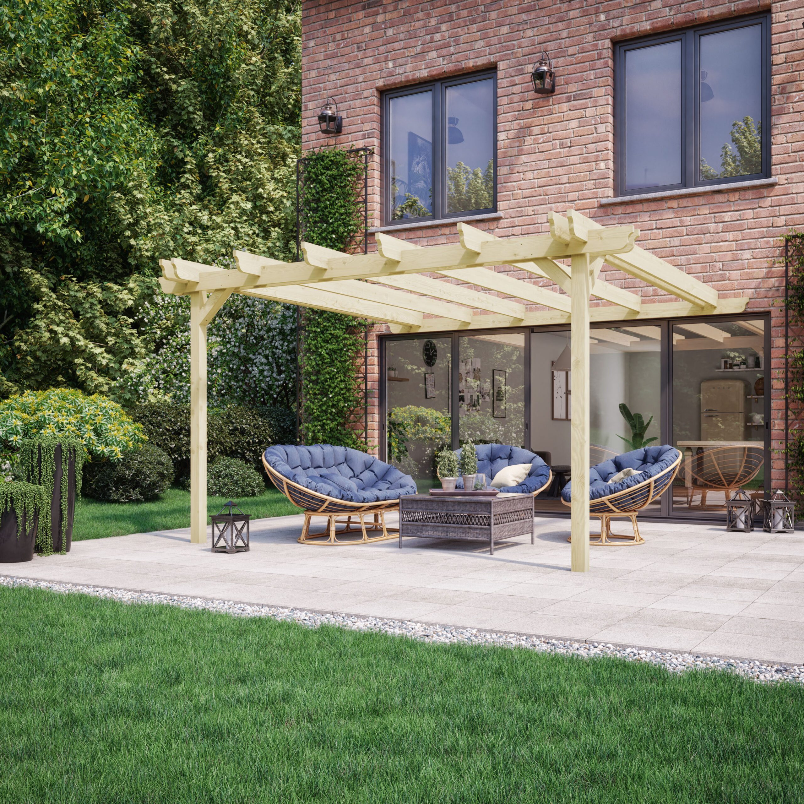 Garden pergola beside a home